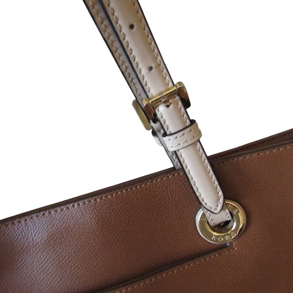 Michael Kors Jet Set Tote Bag Brown Tan Leather Adjustable Straps Classic Flaws - Picture 7 of 14